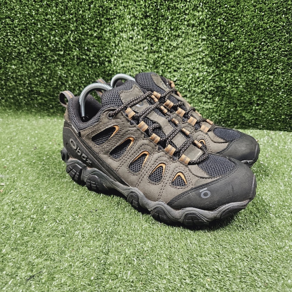 Oboz Sawtooth II Brown Black Low Trail Hiking Waterproof Boots Mens Size 8